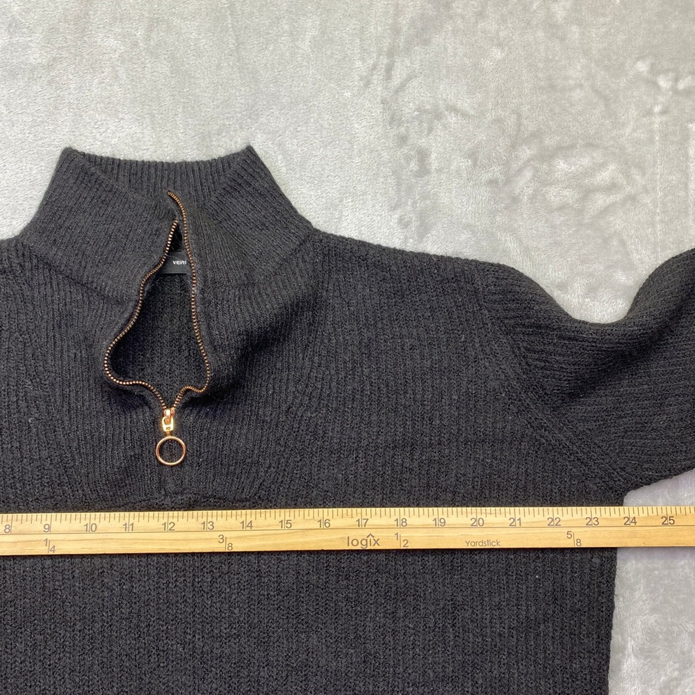 Vero Moda Womens Black Ribbed‎ Quarter Zip Sweater High Neck Rose Gold Pull S - Picture 3 of 9